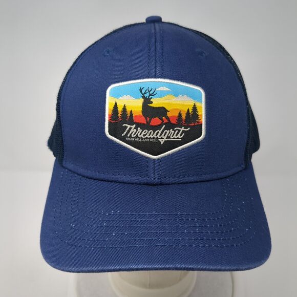 Threadgrit Snapback Mesh Back Trucker Hat Blue One Size Adjustable - Picture 2 of 9